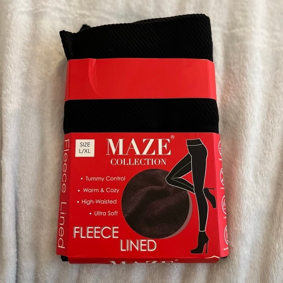 New Black Fleece Lined Leggings Size L/XL - Picture 1 of 2